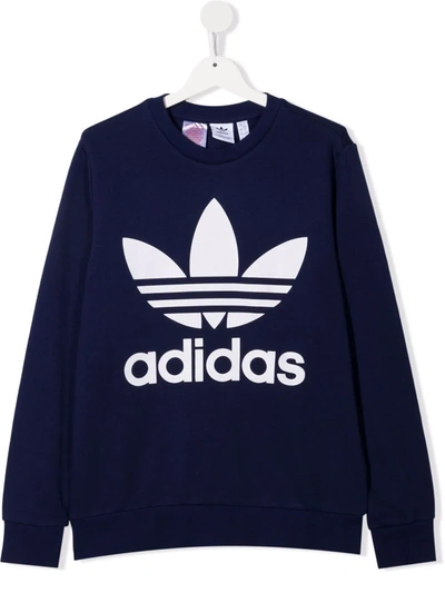 Adidas Originals Kids' Logo Print Sweatshirt In 蓝色