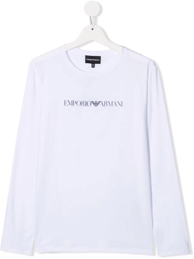 Emporio Armani Kids' Logo Lettering T-shirt In White