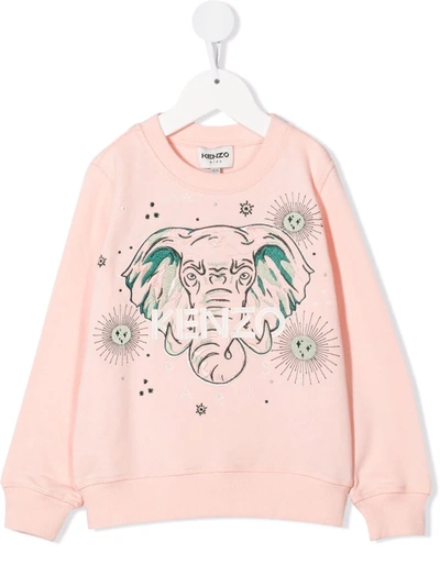 Kenzo Kids' Elephant Print Sweatshirt In Pink