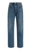 Agolde 90's Pinch Waist High Rise Straight Jeans In Portrait In Dark Wash