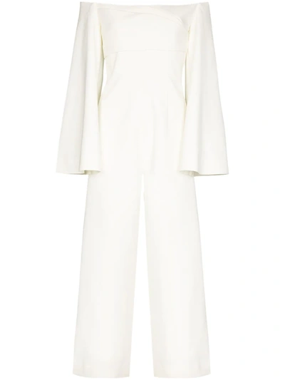 Solace London Almira Off-the-shoulder Jumpsuit In White