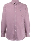 Polo Ralph Lauren Polo Pony Cotton Poplin Check-pattern Shirt In 4338e Wine/ White