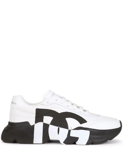 Dolce & Gabbana Black And White Leather Daymaster Sneakers