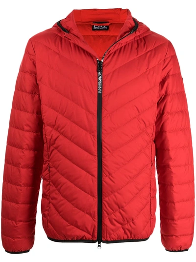 Ea7 Logo-print Padded Jacket In Red