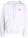 Carhartt Embroidered Logo Drawstring Hoodie In Ash Heather