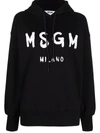 Msgm Logo-print Drawstring Hoodie In Schwarz