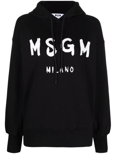 MSGM LOGO-PRINT COTTON HOODIE