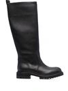 Del Carlo Knee-length Slip-on Boots In Schwarz