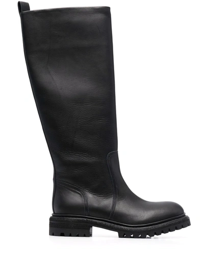 Del Carlo Knee-length Slip-on Boots In Black