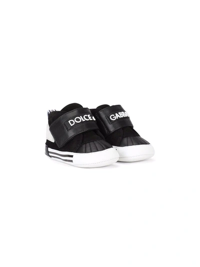 Dolce & Gabbana Babies' Logo-strap High-top Sneakers In Black