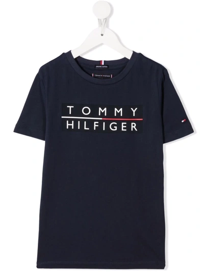 Tommy Hilfiger Junior Teen Logo Lettering T-shirt In Blue