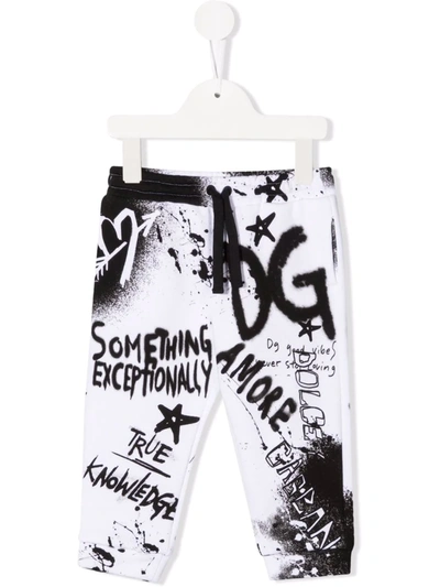 Dolce & Gabbana Babies' Graffiti-print Track Trousers In White