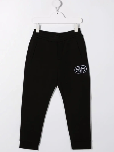 Emporio Armani Kids' Logo Patch Joggers In Black