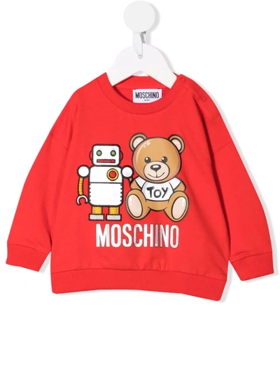 Moschino Babies' Teddy Bear Print Sweatshirt In Red