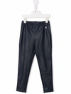 Monnalisa Coated Navy Leggings In Blue
