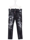 Dsquared2 Paint-splatter Distressed-effect Jeans In Black