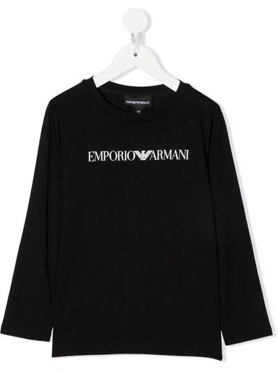 Emporio Armani Kids' Logo Print T-shirt In Black