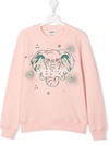 Kenzo Elephant Print Sweatshirt In Pink
