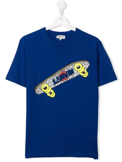 Lanvin Enfant Teen Logo-print Skateboard T-shirt In Blue