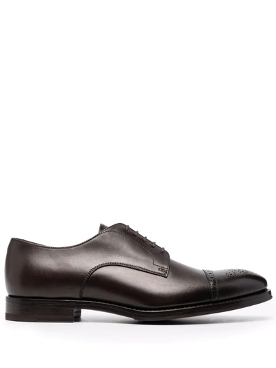 Henderson Baracco Embossed Derby Shoes In Braun