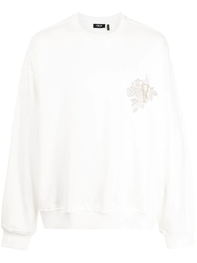 Five Cm Embroidered Crewneck Sweatshirt In Weiss