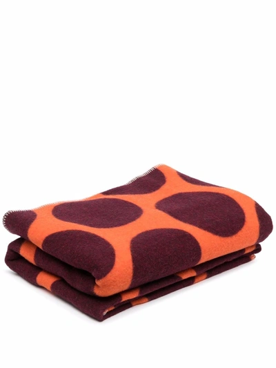 Colville Geometric Knit Blanket In Orange Bordeaux