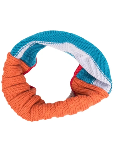 Colville Colour-block Striped Snood Scarf In Orange