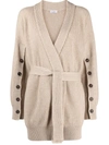 Brunello Cucinelli Buttoned-sleeves Cashmere Cardigan In Nude