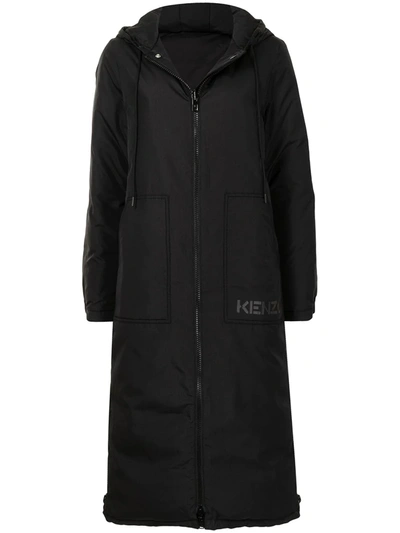 Kenzo Womens Black Branded Reversible Shell Puffer Coat Xs