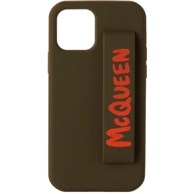 Alexander Mcqueen Green & Orange Graffiti Iphone 12 Pro Case In 1059 Milita