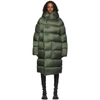 Rick Owens Wrap-front Hooded Quilted Down Coat In Open Green