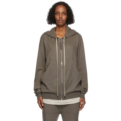 Rick Owens Grey Boiled Cashmere Zip Hoodie In Grau