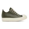 RICK OWENS GREEN GRAINED LEATHER LOW SNEAKERS