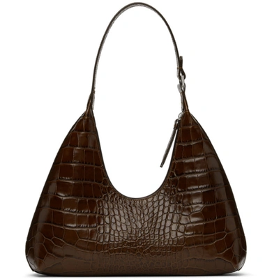 By Far Amber Crocodile-embossed Shoulder Bag In Nutella