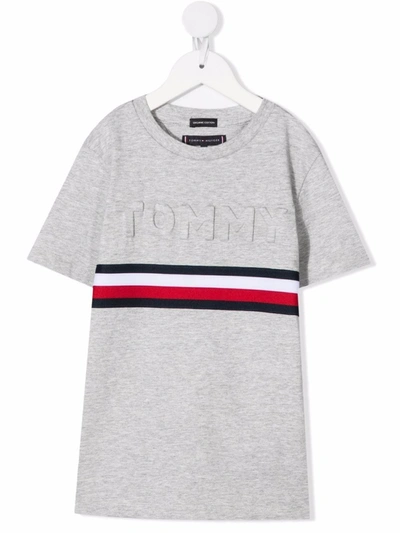 Tommy Hilfiger Junior Kids' Logo Embossed T-shirt In 灰色