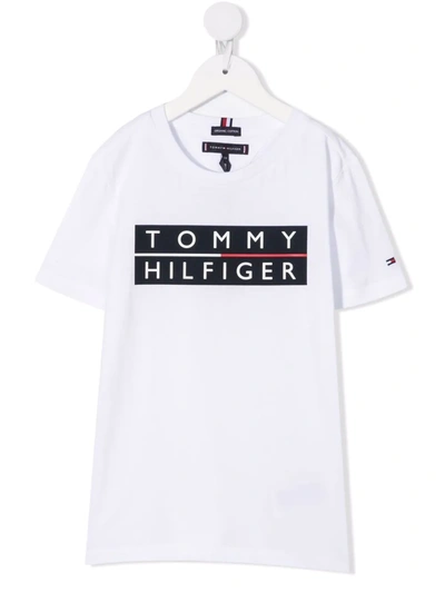 Tommy Hilfiger Junior Kids' Logo Print T-shirt In 白色