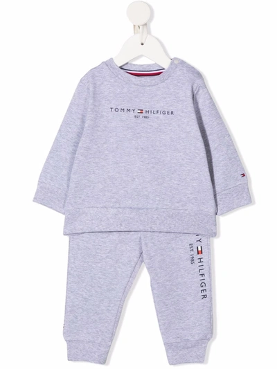 Tommy Hilfiger Junior Babies' Logo Lettering Tracksuit Set In 灰色