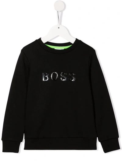 Bosswear Raised Logo Crew-neck Sweatshirt In 黑色