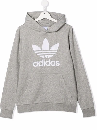 Adidas Originals Teen Logo Print Hoodie In 灰色