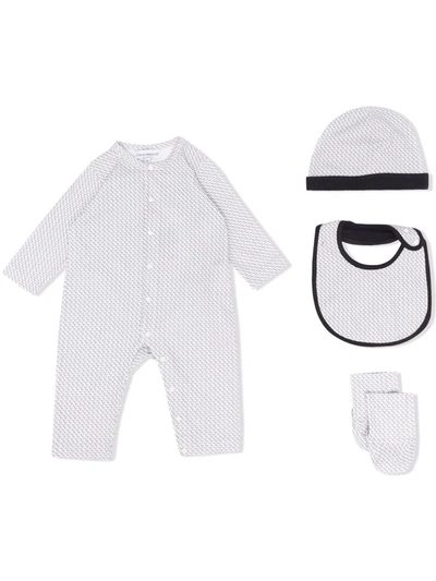 Emporio Armani Logo Print Babywear Set In 白色