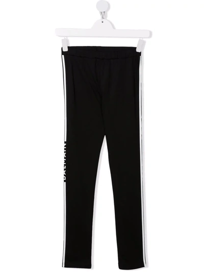 Balmain Teen Side Logo Leggings In 黑色