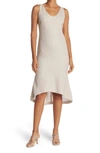 Akris V-neck Asymmetrical Hem Sleeveless Dress In Canvas