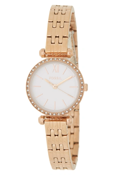 Fossil Tillie Mini 3-hand Stainless Steel Bracelet Watch, 26mm In Rose Gold