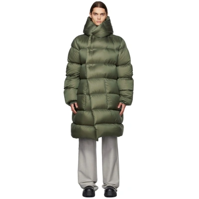 Rick Owens Mountain Oversized Padded Down Coat In Green