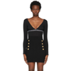 Balmain Logo-tape Detail Long-sleeve One-piece In Black