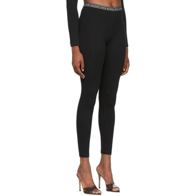 Balmain Metallic Jersey Logo Elastic Band Leggings In Nero