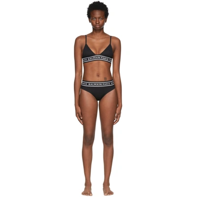 Balmain Black Monogram Triangle Bikini