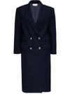 ALEXANDER MCQUEEN LONG DOUBLE-BREASTED BLUE WOOL COAT,661714QJACG4100