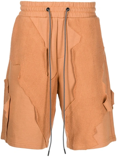 Mostly Heard Rarely Seen Patchwork Drawstring Shorts In Orange