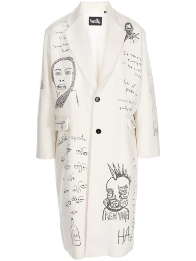 Haculla All-over Drawings Print Coat In Nude